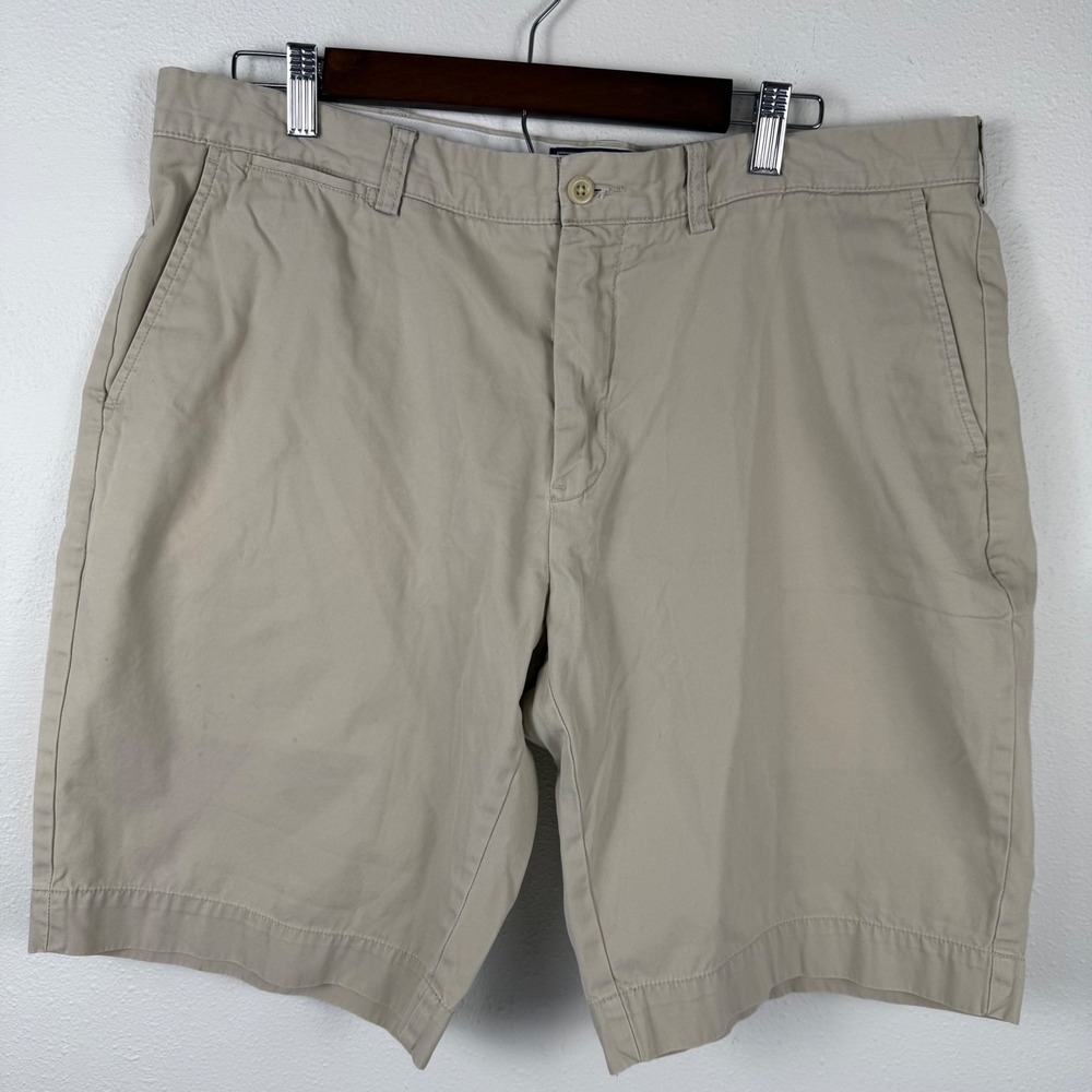 Polo‎ Ralph Lauren Mens Khaki Tan Cotton Chino Shorts Sz 38 Flat Front Pony Logo